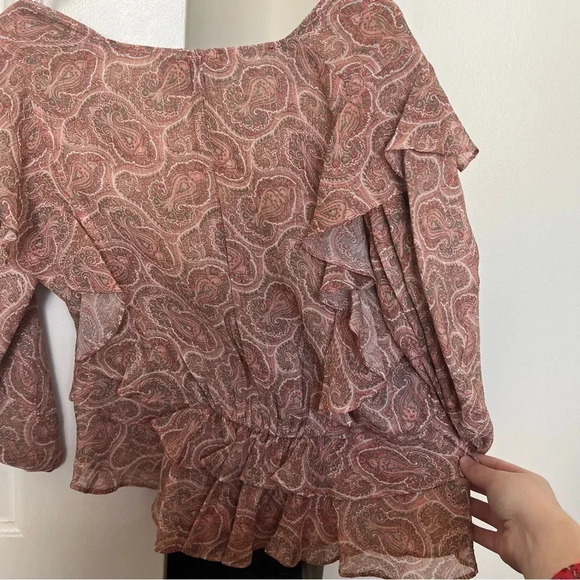 The Kooples Printed Ruffle Top- Size 1; Never Worn - Picture 9 of 11